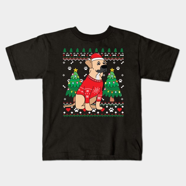 Black Mouth Cur Christmas Kids T-Shirt by bienvaem